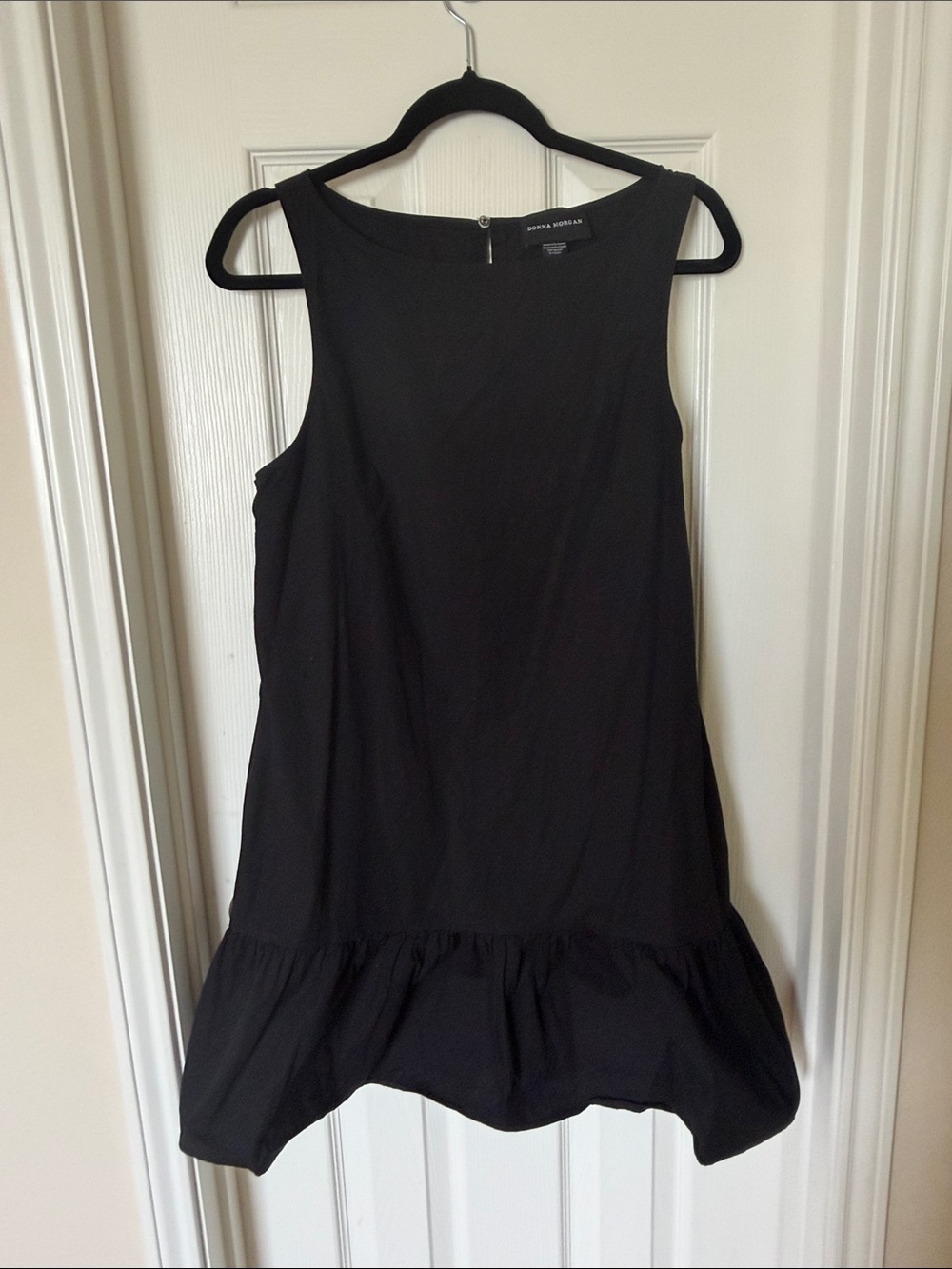 Donna Morgan Black Sleeveless A-Line Dress with Ruffle Hem
